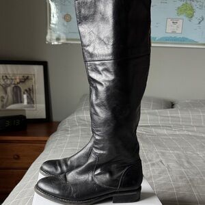 ALDO Black Leather Knee-High Boots